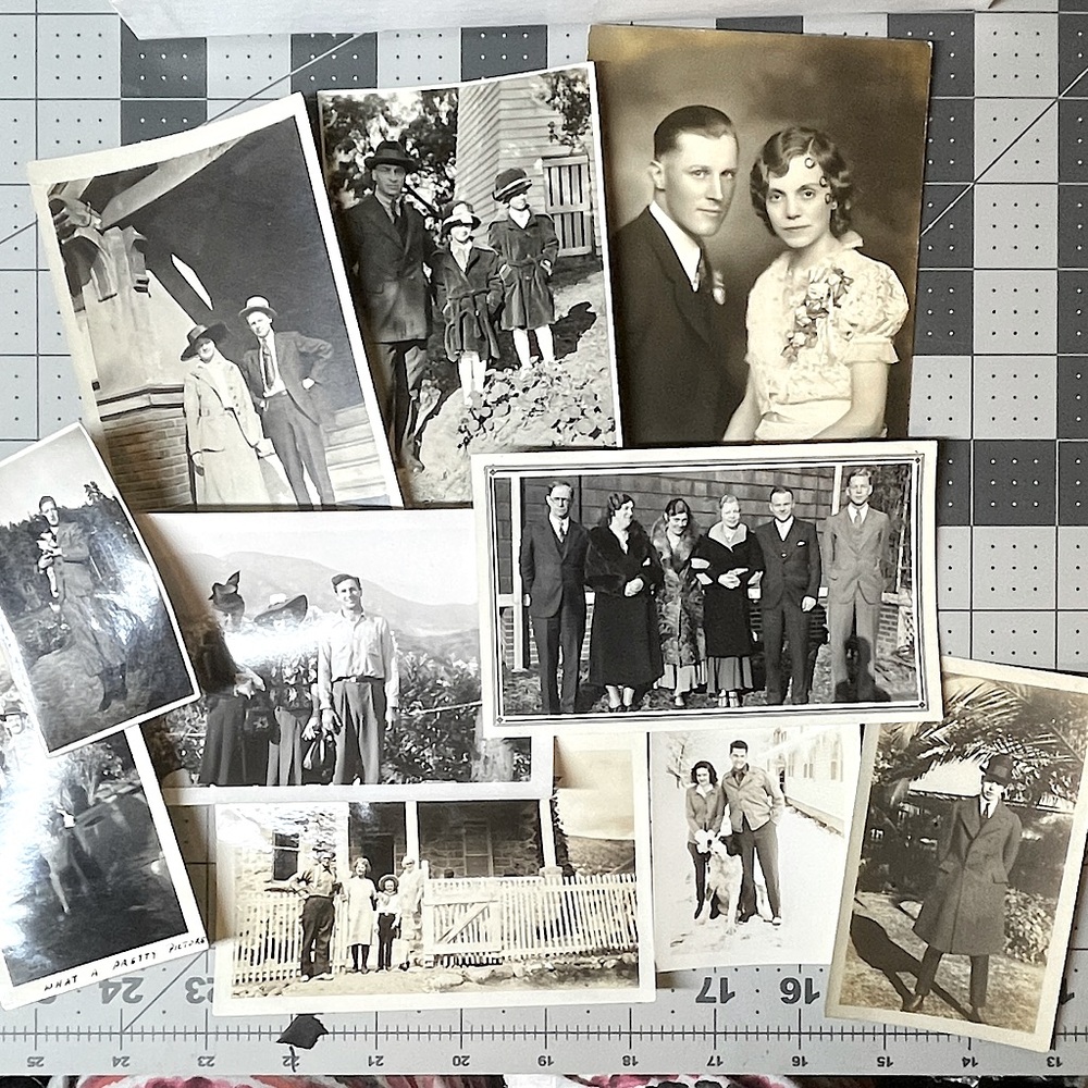 Old B&W Photographs, 12, Vintage Fashion Hats Family Dogs Fishing Laundry Photos